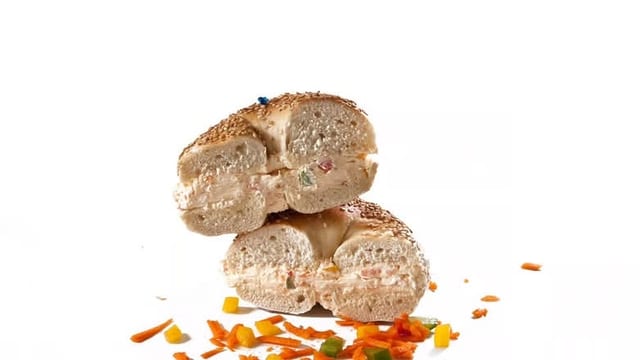 Vegetable Cream Cheese on a Bagel.