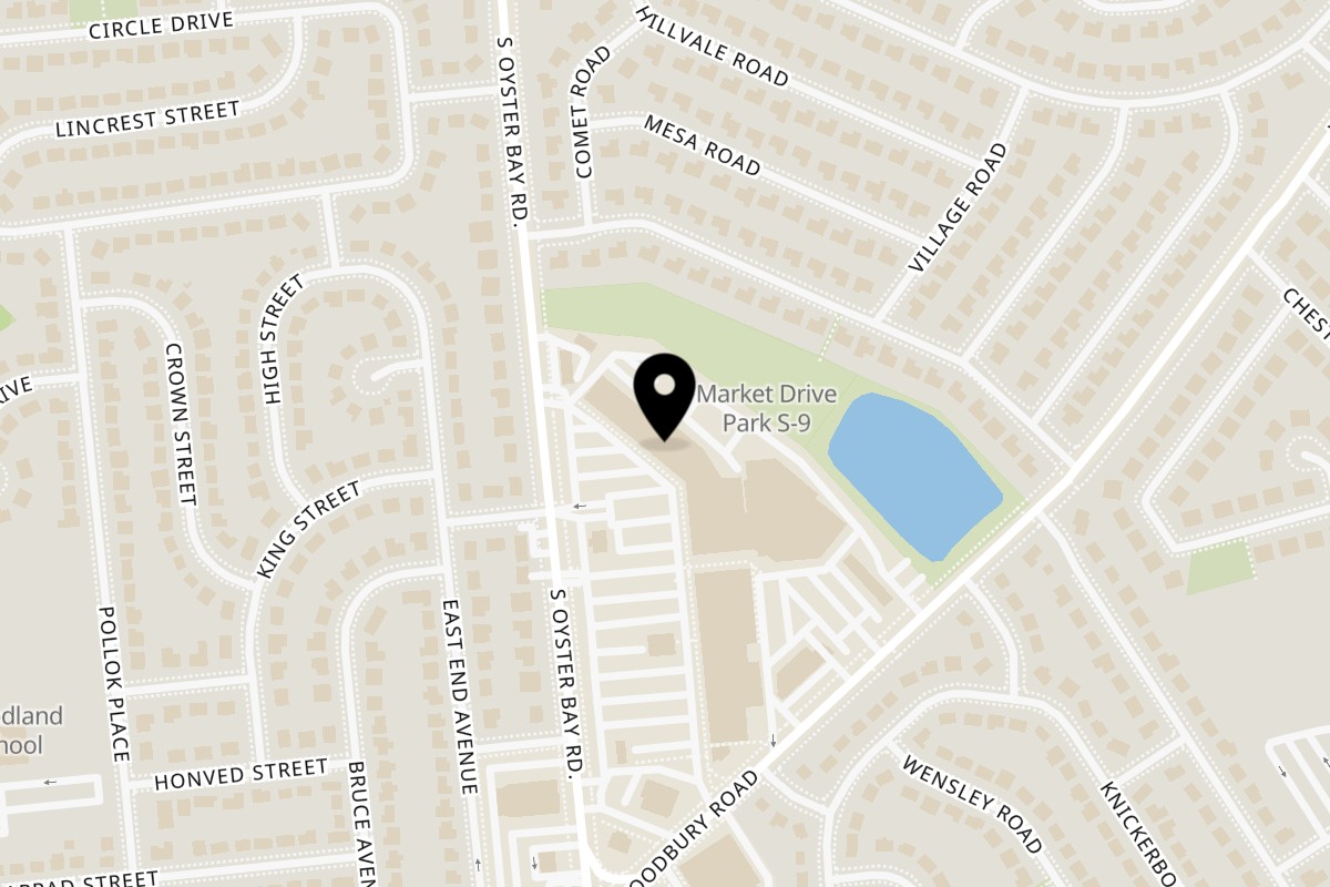 Map showing the location of Plainview Bagel Cafe on 347 S Oyster Bay Rd Unit A in Plainview